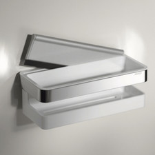 Duschkorb KEUCO Edition Moll - chrom / weiß - Duschablage mit Glasabzieher