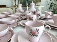 Edel Hutschenreuther Porzellan Kaffeeservice 6 Pers. Porcelaine Rose rosa Schön!