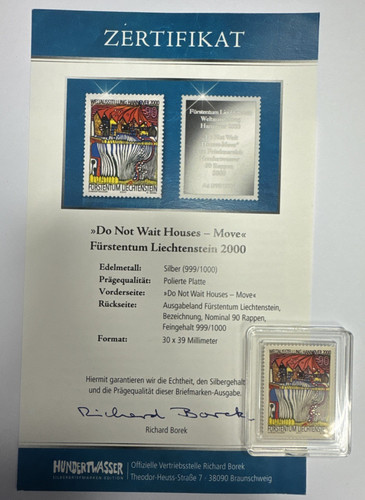 Silberbriefmarke hundertwasser - silberbriefmarke,