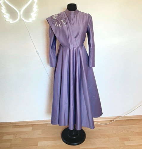Damen abendkleid midi lila - abendkleid,
