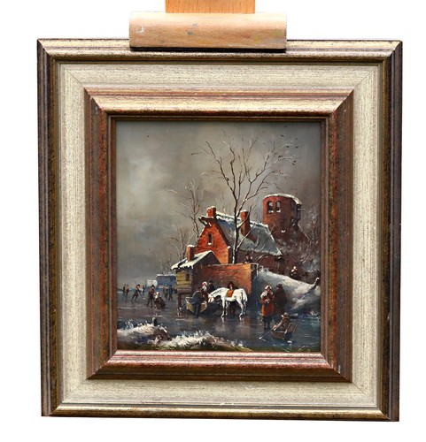 Winterliche dorfszene öl auf - winterliche,