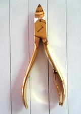 Pfeilring Nagelzange Nagelschere Nr 3301 vergoldet Pediküre mit Tasche
