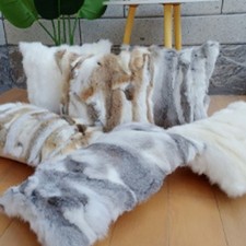 Weicher Echtem Fell Kaninchen-Überwurf Kissenbezug Schlafzimmer Wohnzimmer Sofa