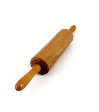 altes Nudelholz mit Griffen Holz Teigausroller Rollholz L 44 cm
