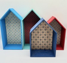 4x Häuser Häuschen Regal Aufbewahrung Setzkasten Vögel Deko Shabby Chic Box