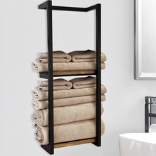 Handtuchhalter Rack Badezimmer Handtuchregal Wandregal Finish Ständer Schwarz