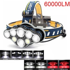 Super Hell LED Stirnlampe CREE USB Wiederaufladba Scheinwerfer Kopflampe 60000LM