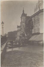 Foto-AK Rüdesheim am Rhein Hotel Belle nach Hochwasser Haus Gebäude Nachen Kahn