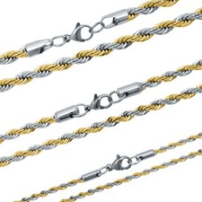 Rope Kette aus Edelstahl Kordelkette Panzerkette Zopfkette gold silber bicolor 