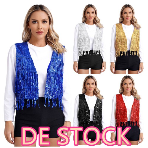 Damen pailletten weste - pailletten,