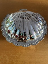 Antik Vintage Kaviardose Kaviarschale Muschel Form Glaseinsatz wohl Versilbert