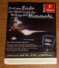 Seltene Werbung WEST IN SPACE II Limited Edition Zigaretten - Star City 1996