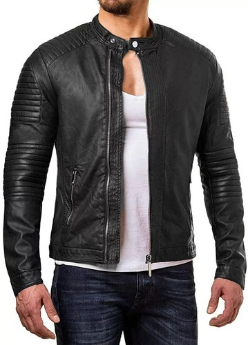 Herren schwarz lederjacke 100 - schwarz, 100%