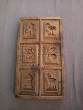 Vintage Springerle Model Holzmodel Backmodel mit 6 Feldern Pflanze Wolf Tiere