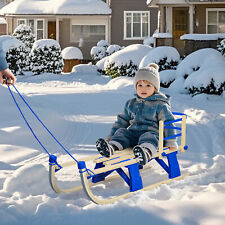 Schlitten Holzschlitten 110 cm klappbar Kinderschlitten mit Rückenlehne Zugseil