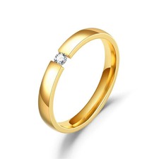 EDELSTAHL Ring 18k vergoldet Silber Gold mit Zirkonia Damen Herren Gr. 55-67 Neu