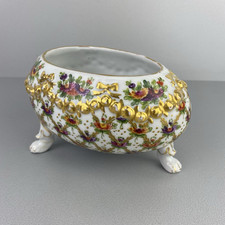 Prächtige Schale v. Porzellanmanufaktur Plaue, handbemalt, antik - Oster Deko Ei