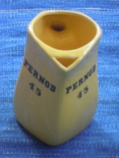 Wasserkrug Pernod 45 Keramik Karaffe Kanne Krug gelb Vintage 1950er, neuwertig