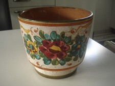 Keramik Übertopf Blumenmotiv Handbemalt   aus Nachlass.... Vintage