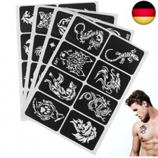 4 Sheets 32Pcs Temporäre Tätowierung Schablonen Tätowierung Aufkleber Vorlage Au