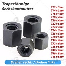T12 - T45 Trapezförmige Sechskantmutter 45# Stahl Muttern Links-/Rechtsgewinde