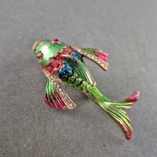 Vintage Emaille-Fisch-Brosche mit Strass – Farbenfroher Retro-Charme