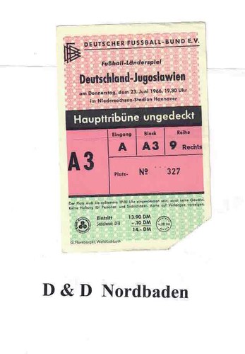 Ticket eintrittskarte 1966 - eintrittskarte,