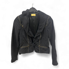 Biba Jacke Schwarz Gr 38 Raffung Ziernähte Kurzjacke Elegant Trendy