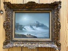 gemälde alt wunderschöne  Stimmung Küste signiert Achenbach unter Glas