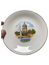 Seltmann Weiden Sammelteller "Wasserturm Mannheim" Porzellan Weiß 19cm Glitzer