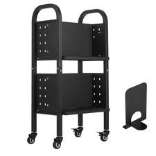 Uimoso Bücherwagen Bibliotheksregal Transportwagen 70 kg 45x33x88 cm Schwarz
