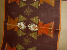 70er Jute-Stoff Weihnachten Sideboard-Läufer Denmark ENGEL XL Tischläufer DEFEKT