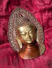 Große sehr schöne Shakyamuni Buddha Maske aus Bronze NEPAL 3,7Kg 35cm