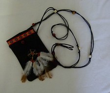 kleiner Medizinbeutel Indianerbeutel Indianertasche schwarz für Kostüm 125792213