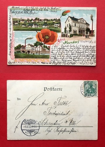 Litho naundorf bei freiberg - ak,