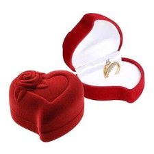1 Ring-Etui in Herzform Samt mit Rosenverzierung Ringbox Schmucketui Geschenkbox
