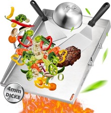 zycBernoi Grillplatte 40 x 30 cm 4mm Edelstahl für Gas- & Kohlegrill Set