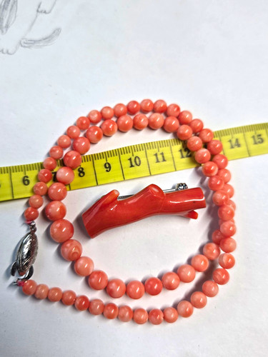 Set vintage koralle halskette - set,