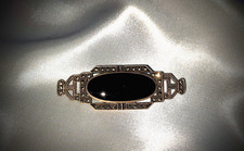 Onyx Markasiten Brosche 925