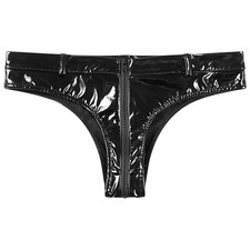 DE Damen Wetlook String Tanga Metallic Hotpants Mini Slips Lack Dessous Clubwear