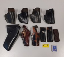 V110) 10x Tasche Leder Holster Halfter für Pistole & Magazintasche Polizei Army