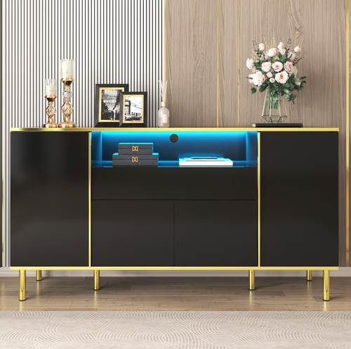Schwarz hochglanz sideboard - hochglanz,