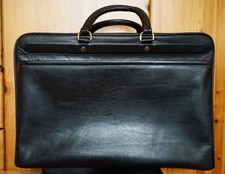 Vintage Aktentasche Schultasche Leder Schwarz 49 x 39 x 17 cm