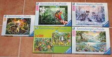 5 Ravensburger Natur Puzzle, 500 bis 1000 Teile, Papageien, Wölfe, Delphine