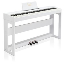 Glarry GDP-104 Digitalpiano mit Pedal und Ständer 128 Klänge 128 Polyphonie Weiß
