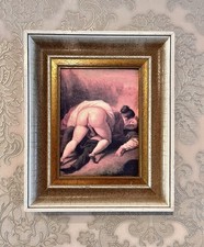 Erotik KUNSTDRUCK Gemälde von Achille Devèria um 1840 im bezaubernden Holzrahmen