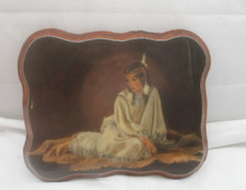 Holzkunst – Holz Wandbild Druck „Kleine Indianerin – Pocahontas“ 27x22 cm