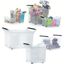 Klarsichtboxen mit Rollen Aufbewahrung Kiste Ordnung durchsichtig Schuh Kasten