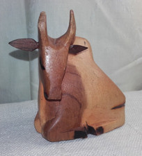 Krippenfigur Kuh Holzfigur Figur echte Handarbeit Einzelstück 8 x 8,5 cm