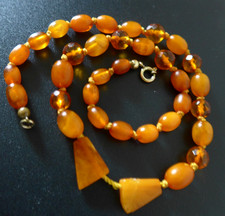 Bernsteinkette  Amber Buttercotch gr -ca 0,7 x 0,8cm länge - 40,5 cm / 10,5 gr.